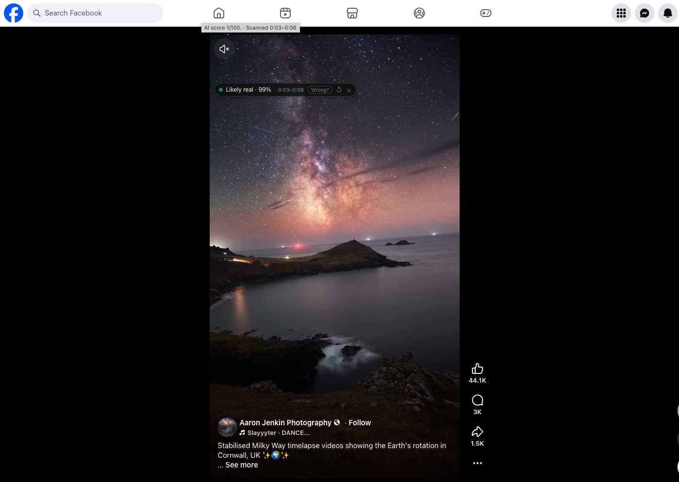 Likely real verdict on a real Milky Way timelapse