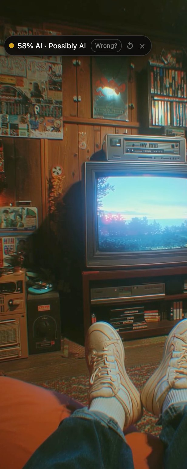 58% AI detection on retro 1980s room video